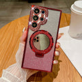 Chinese red [glitter paper + glitter cosmetic mirror holder]
