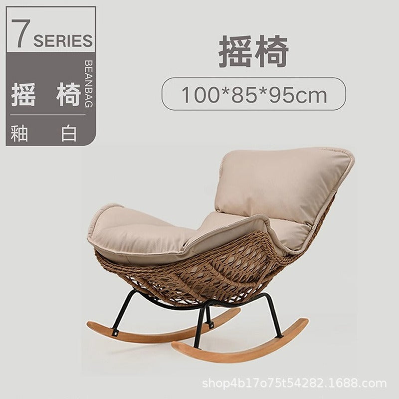 Rocking chair recliner lazy sofa adult sleepable casual balcony rattan sofa chair 2025 new leisure chair
