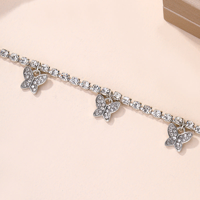 Wholesale high-end women's bracelets for cross-border e-commerce (amazon): autumn/winter alloy butterfly bracelets with diamond accents - premium, light luxury jewelry