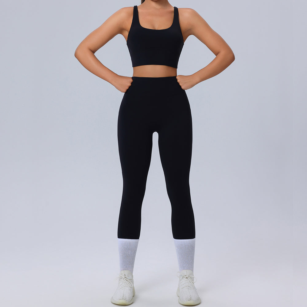 new plus size yoga outfit set for women - brushed, barely-there feel, tight-fitting activewear, high-stretch, breathable fitness set