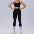 new plus size yoga outfit set for women - brushed, barely-there feel, tight-fitting activewear, high-stretch, breathable fitness set