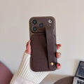 Suitable for apple 16promax to turn into 17 small v pattern plain leather wristband mobile phone case iphone17pro anti-fall case 14