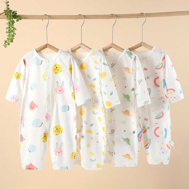 Wholesale baby rompers - spring/summer lightweight air conditioning suits, baby pajamas, long-sleeve onesies, crawling suits, newborn clothes