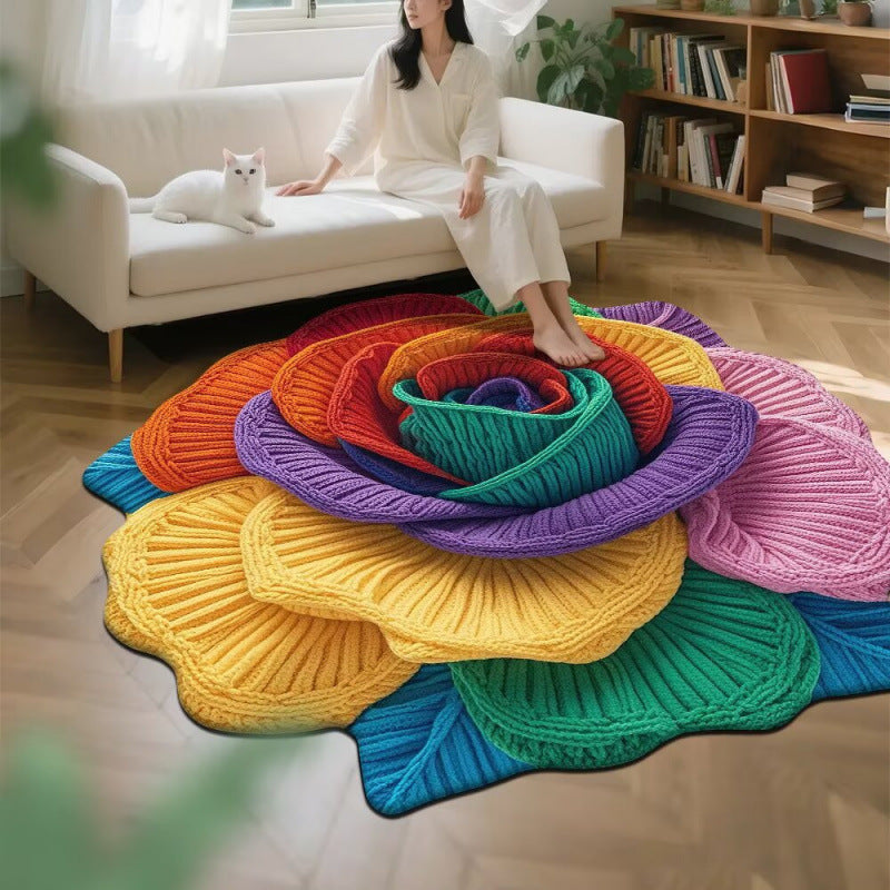 3d floral crystal velvet rug - absorbent mat for living room, bedroom, bedside, sofa, and coffee table