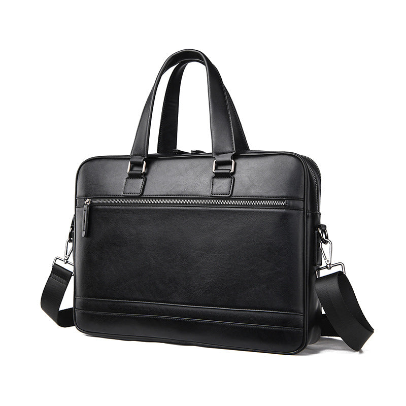 New men's briefcase 15.6 inch men's PU business handbag large-capacity portable document data bag wholesale