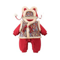 Winter girls' new year's outfit: new chinese style children's red fleece-lined thickened traditional tang suit set for the lunar new year
