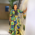e-commerce   new print dress african plus size women's hotfix rhinestone beaded maxi dress