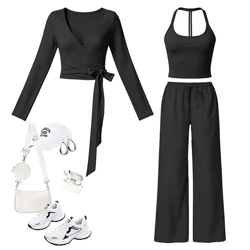 fall/winter new arrival: brushed yoga set - quick-dry, beautiful back tank top, activewear set for women - casual running & fitness