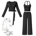 fall/winter new arrival: brushed yoga set - quick-dry, beautiful back tank top, activewear set for women - casual running & fitness