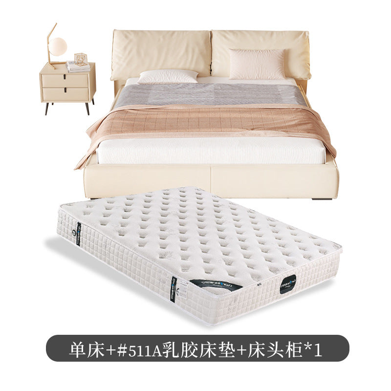 Foshan-made little elephant ear genuine leather soft-padded bed, italian minimalist cream style master bedroom wedding bed, double leather bed