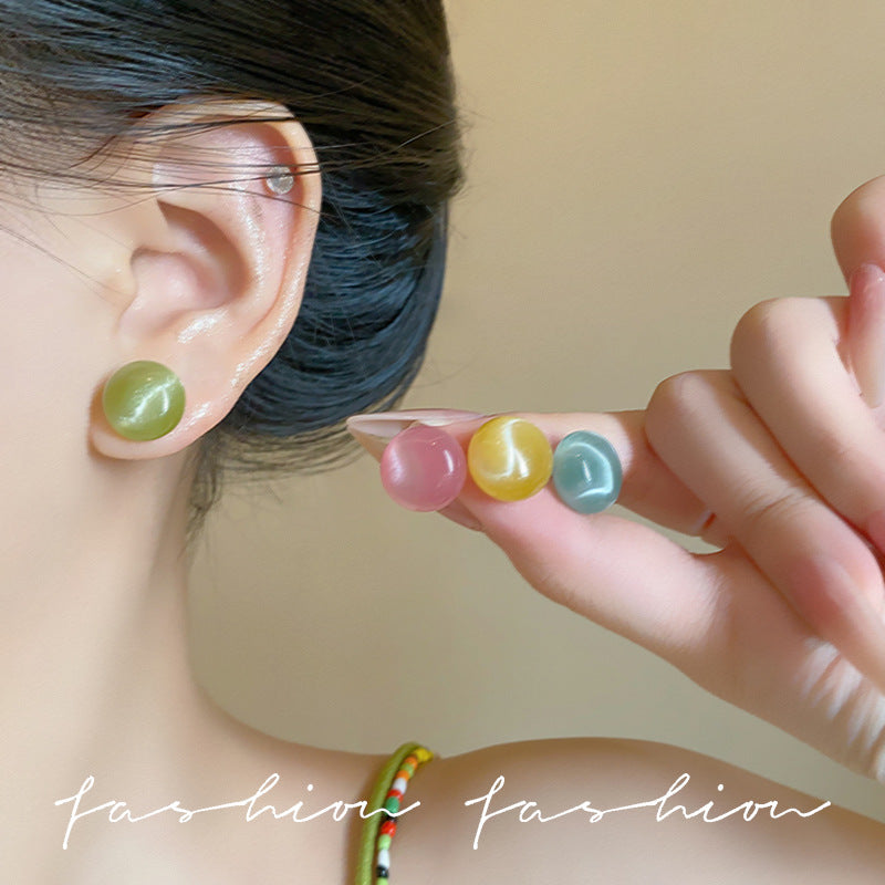Dopamine ball stud earrings - unique design for women, perfect for summer, clear and versatile, sweet and cute, simple and easy to match