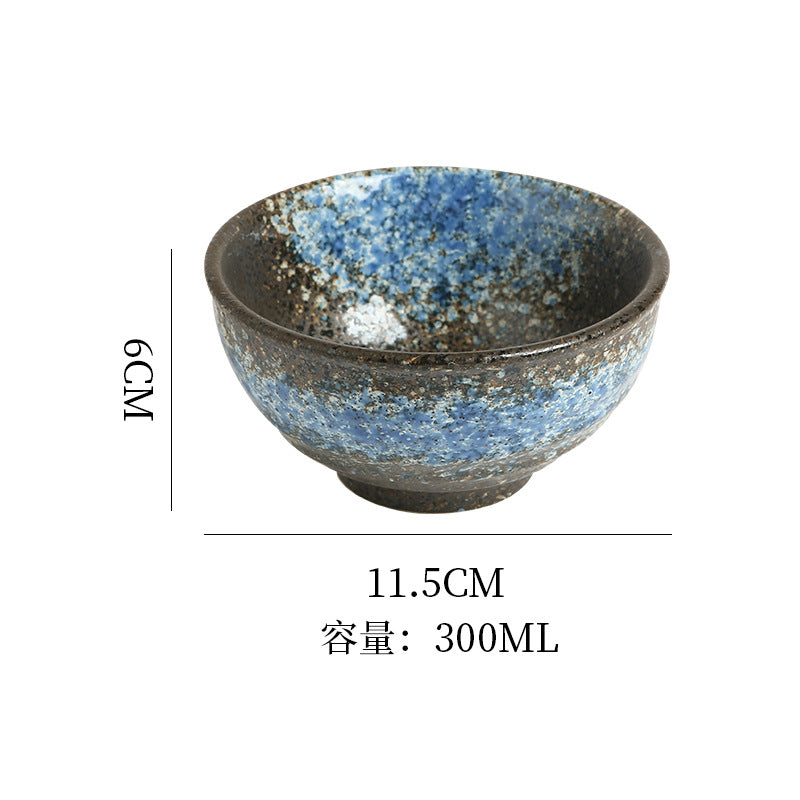 Japanese-style retro ceramic rice bowl - underglaze decoration, high-value design - suitable for restaurants, hotels, home use, and business settings - also ideal as a ceramic dessert bowl