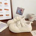 Cream velcro white shoes women's ugly cute autumnew arrivalchicniche stylek-style big toe sneakersthick sole bread shoes