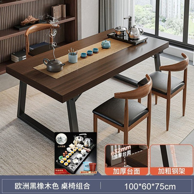 Solid wood color tea table and chair combination, one table and five chairs, tea table, new chinoiserie negotiation office large board tea table, coffee table
