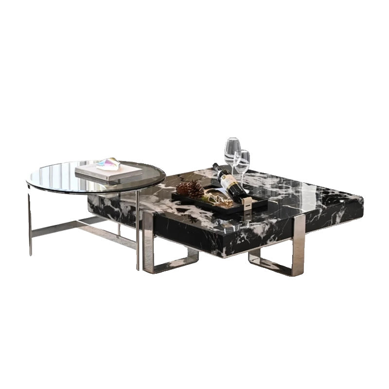 Italian minimalist marble coffee table, suitable for living rooms of all sizes. a touch of understated luxury, designed by a minimalist designer. available as a set of square coffee tables