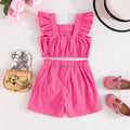european and american cross-border ins hot-selling fashion flutter sleeve top with bow + bowknot skirt set