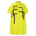 D3334export women's clothing  women's short-sleeved fashion loose lapel shirt mid-length shirt cross-border dress