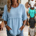 new  fashion cross-border round neck pullover short sleeve loose women's shirt casual women's top