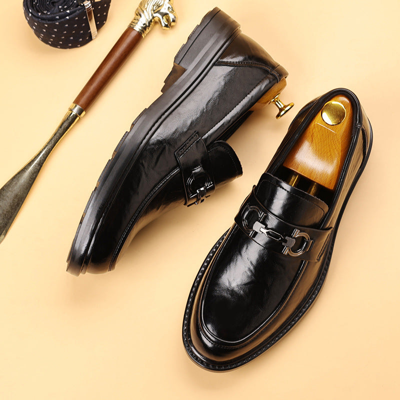 Men's leather shoes: new trendy fashion business dress shoes, non-slip, wear-resistant, slip-on loafers, casual moccasins