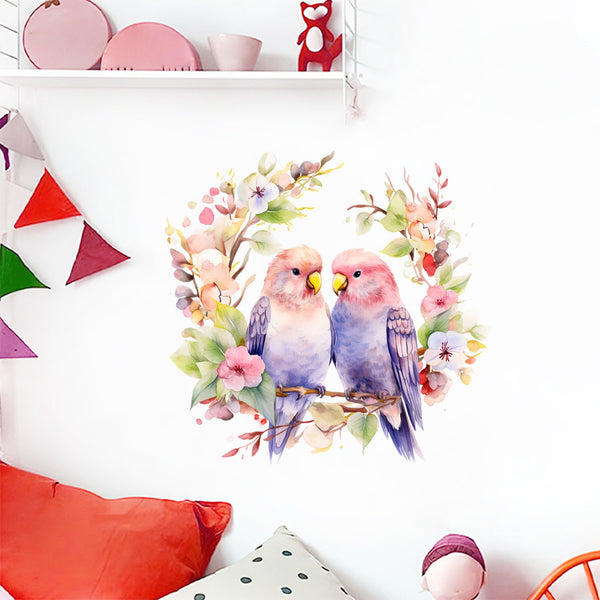 Foreign trade new bird flower family wall decoration beautiful sticker for bedroom living room children's room self-adhesive