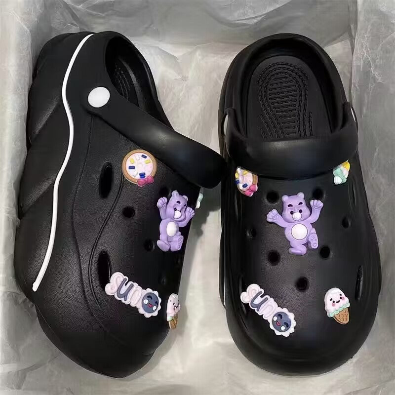Women's clogs summer wholesale outdoor wear 2024 new thick sole beach couple closed toe half slippers women's sandals