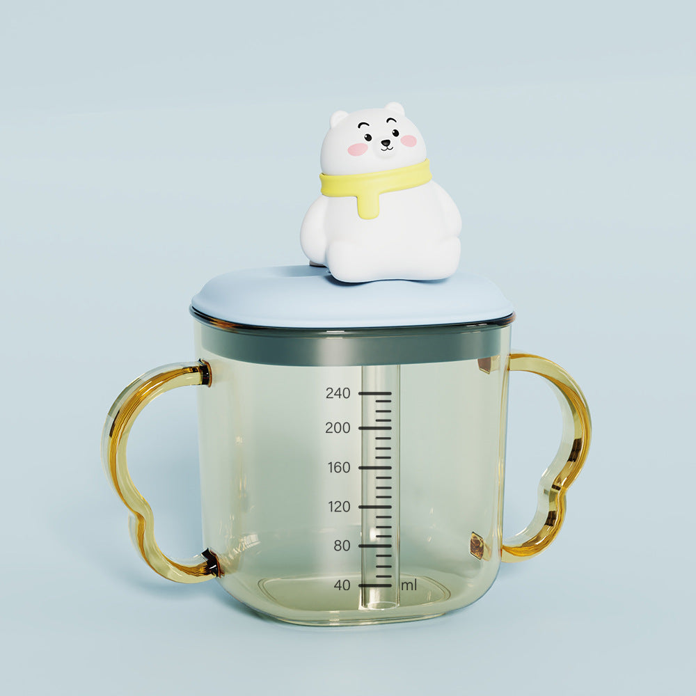 Summer new ppsu high-temperature resistant baby bear water bottle, anti-choking straw cup for home use, children's training cup