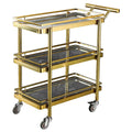 Heavy-duty square tube stainless steel serving cart - 3-tier multifunctional food delivery trolley for hotels - in stock