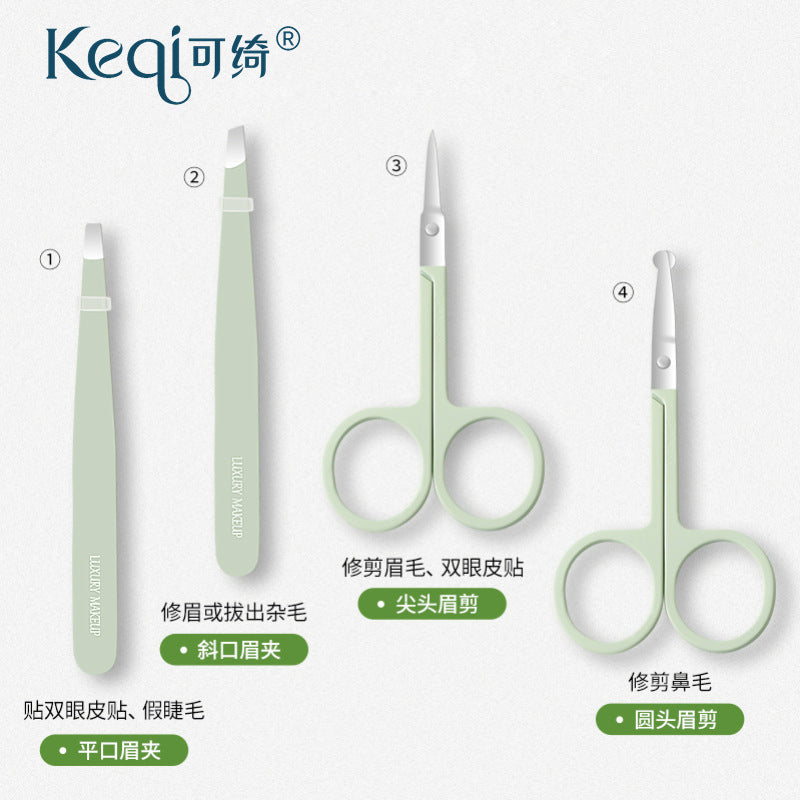 Wholesale eyebrow shaping kit - beauty tools, scissors (straight & slant tip), tweezers, eyebrow scissors, nose hair trimmer, eyebrow razor - hot selling