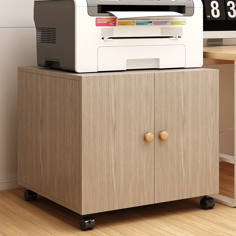 Printer cabinet, copier cabinet, chinoiserie double door assembly, 3-layer wheeled movable fax machine office file cabinet