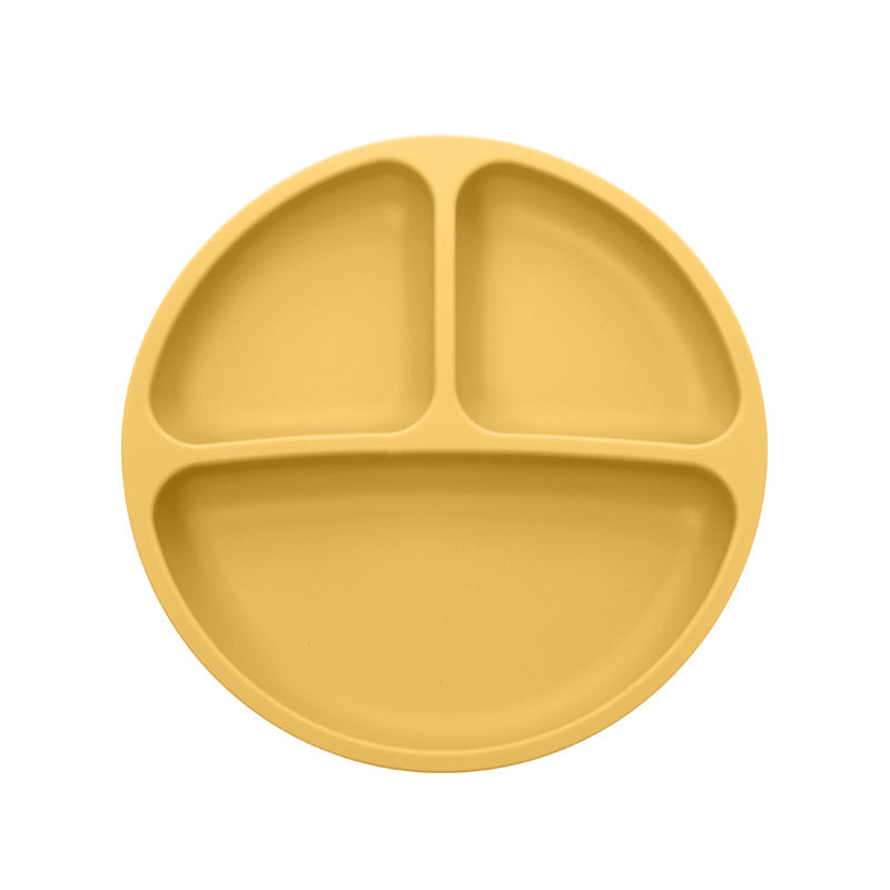 Children's Grid Silicone Plate, BPA Silicon Free Children's Gift Tableware Feeding Set Three Grid Plate