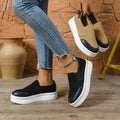 Amazon cross-border plus size women's shoes:  autumn new collection - slip-on casual shoes, chunky sole, comfortable athletic-style flats