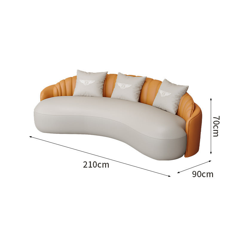 Cream style normcore slate leather corner table modern living room round small apartment size round coffee table sofa combination