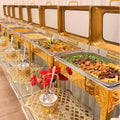 Golden stainless steel buffet warmer - 9l large capacity wedding & event food warmer - commercial grade, ready to ship for hotels & restaurants