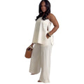 European and american cross-border women's clothing  summer new arrival: african-style plus size elegant slit cami top and pants casual set