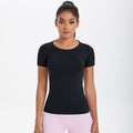 Spring/summer new one-piece knit short-sleeve crew neck sports t-shirt - running, fitness, slim-fit, breathable yoga top for women