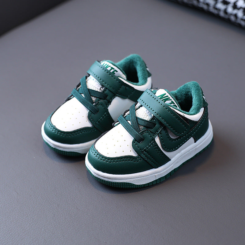 Kids' athletic shoes, boys' and girls' sneakers,  autumn/winter double-layer cotton shoes, korean style baby shoes, soft sole prewalker shoes