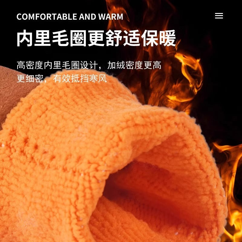 Plush terry work site rubber cold storage work cold protection thickened non-slip gloves labor protection wear-resistant winter warmth