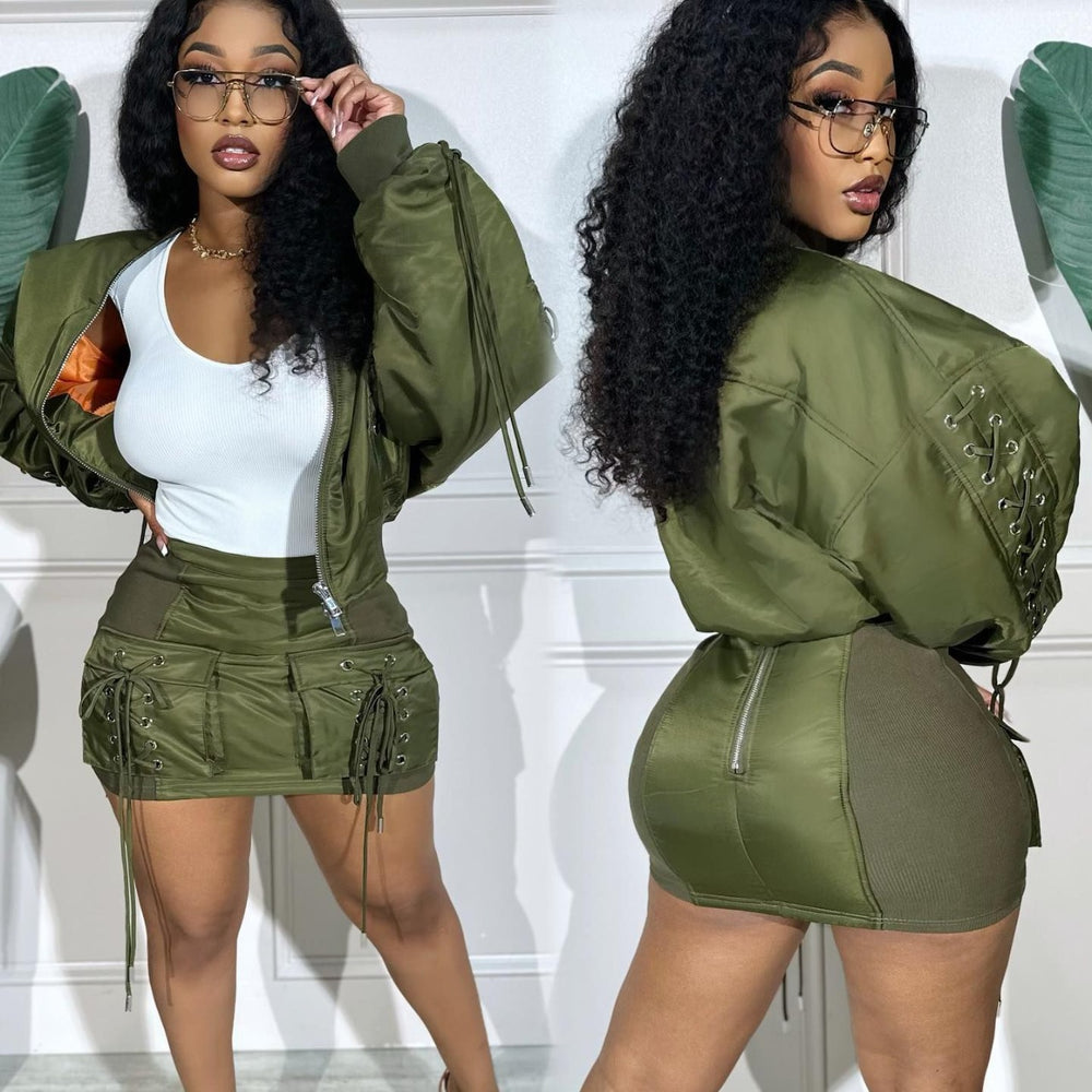 Exclusive custom link for european and american women's apparel: sexy lace-up women's skirt set