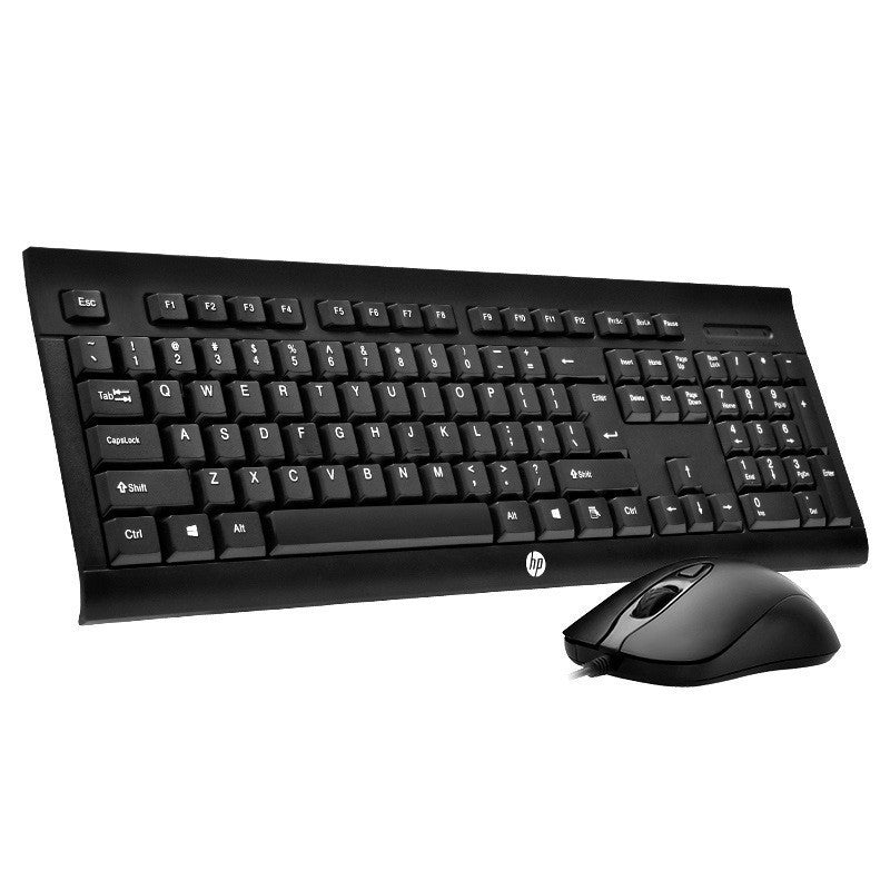 Hp km100 wired mouse and keyboard usb combo set - desktop & laptop compatible - business office keyset