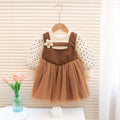 Trendy korean style baby girl fashionable two-piece look tank dress - new spring  little girl mesh princess dress
