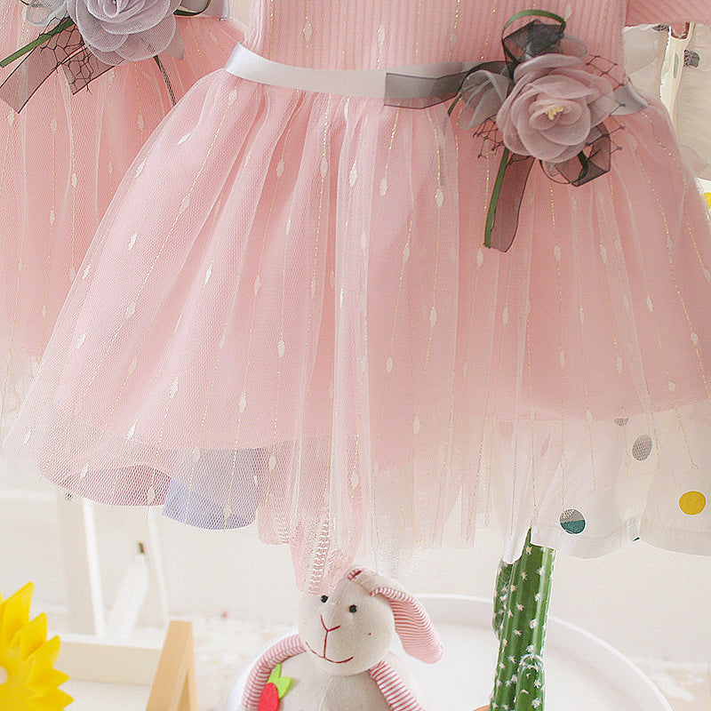 Girls' spring/summer dress - stylish korean style princess dress for toddlers and little girls - mesh skirt - lightweight summer dress for children