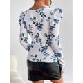 Women's floral print square neck puff sleeve top - long sleeve slim fit blouse, perfect for everyday wear and parties