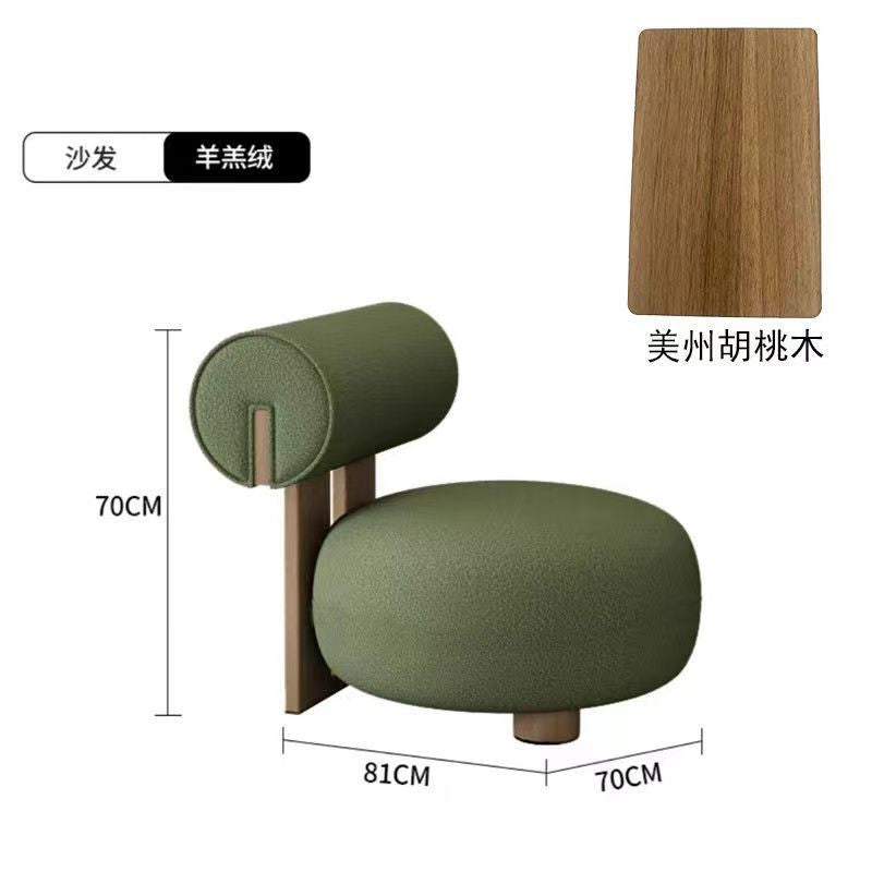 Cream style single sofa chair fabric balcony casual chair negotiation area sofa table and chair combination movable solid wood