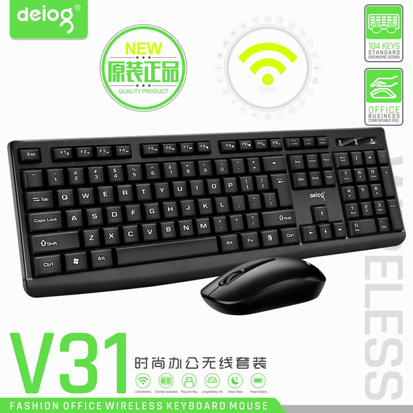 DeYilong V31 Wireless Keyboard and Mouse Set Desktop Computer Notebook Office 2.4G Classic Wireless Set