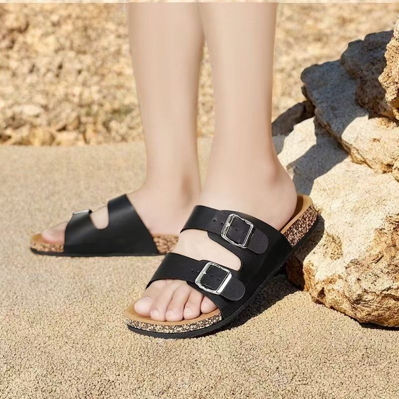 Men's birkenstock-inspired summer sandals: thick-soled, non-slip, casual unisex style with double buckle closure. perfect for outdoor wear, beach, and export