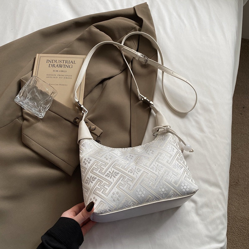 Foreign trade new Chinese portable small bag women's 2025 new Guofeng one-shoulder dumpling bag high-end versatile messenger bag