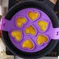 Silicone 7-cavity pancake mold - round, heart, star shaped egg ring - 7-piece diy baking mold set