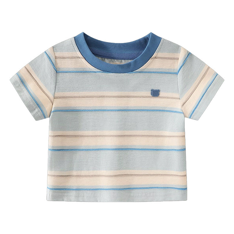 Kids' short-sleeve t-shirt - summer  new collection: boys' striped short-sleeve casual loose-fit baby top - stylish & in stock