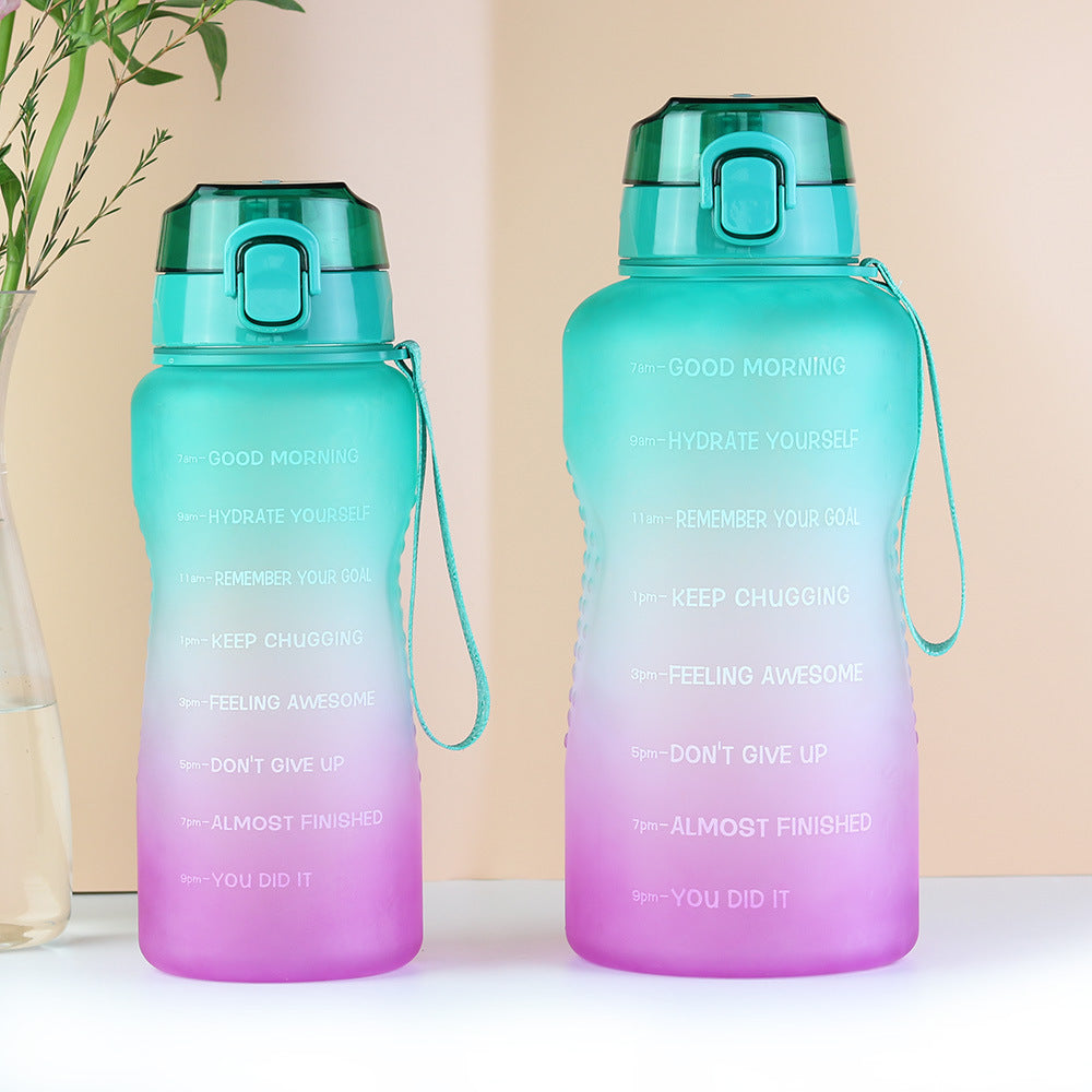 Jing le gym large capacity water bottle - outdoor sports big water cup - plastic portable handheld straw cup - premium style