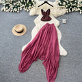 French riviera style tank top and midi skirt set - women's summer irregular flared slimming skirt outfit